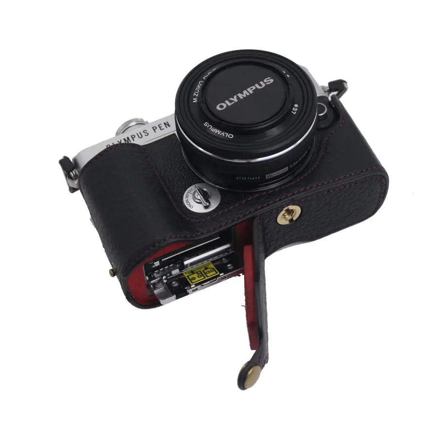 Genuine Leather Case Camera Bag Half Body Cover For Olympus PEN E-P7 EP7 With Battery Opening PU Leather Shell