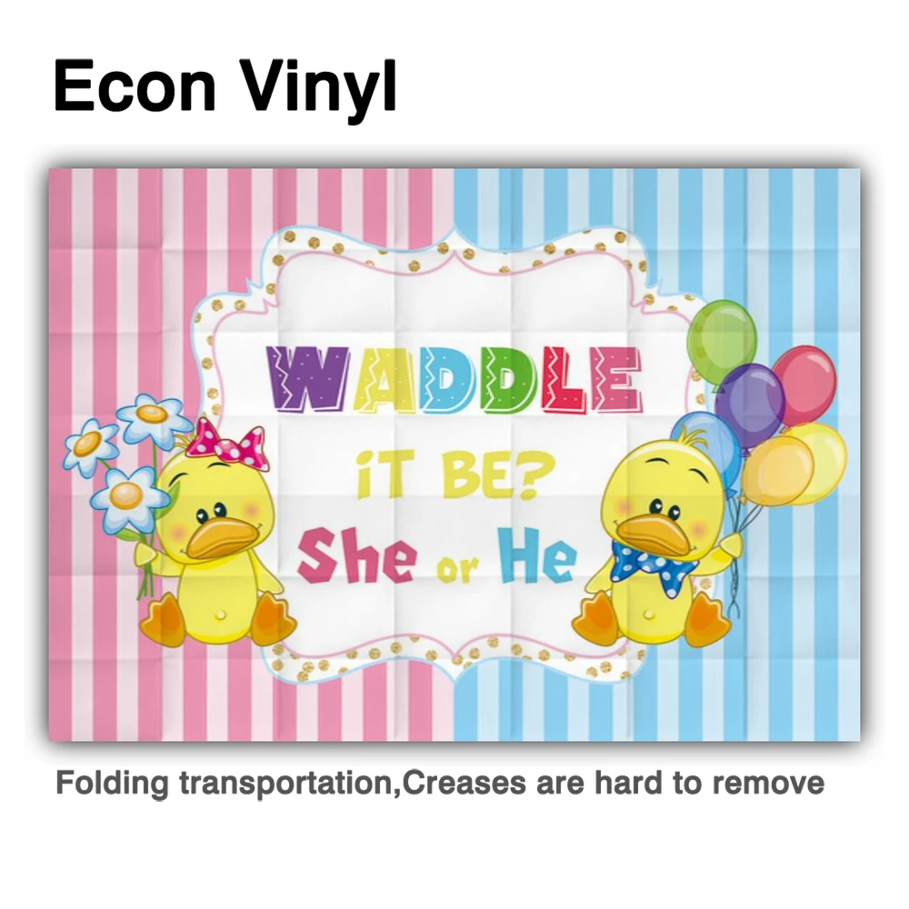 Funnytree Waddle It Be She Or He Gender Reveal Backdrop Yellow Duck Stripe Baby Shower Party Decoration Photography Photophone