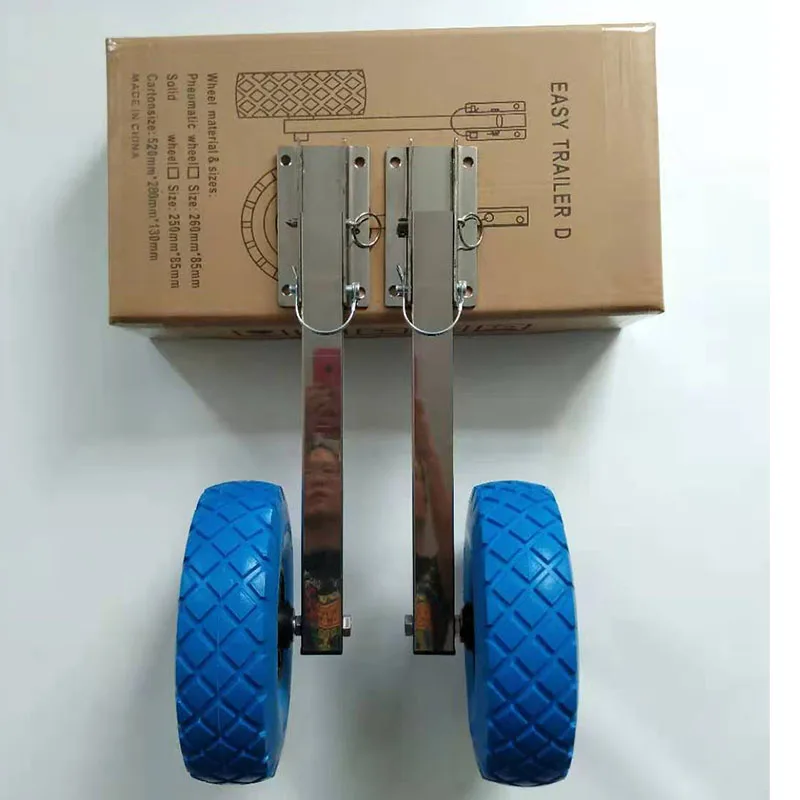 Più Nuovo in Acciaio Inox Ruota di Poppa Lancio per Gommone Kayak Gommone Yacht Zattera Trolley Kayak Accessori