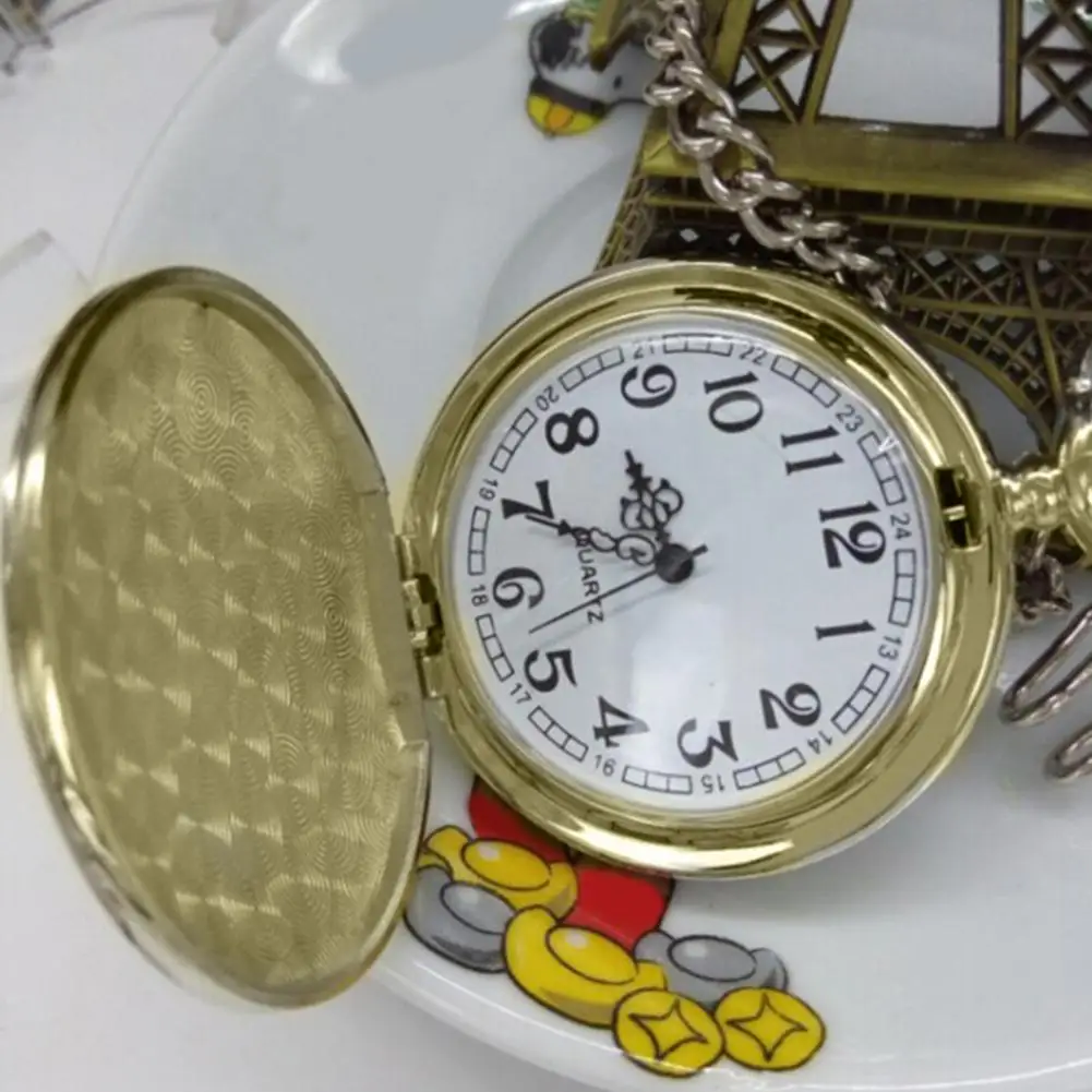 Regalo della collana del pendente della catena del quarzo dell'orologio da tasca del modello geometrico del bronzo Retro