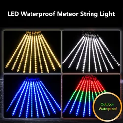 Colorful 30/50cm 8Tube Solar LED String Lights Outdoor Meteor Shower Rain Waterproof For Tree Christmas Wedding Party Decoration