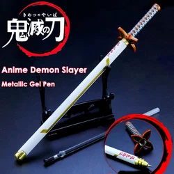 Bolígrafo de Gel de 0,5mm con recarga de tinta negra, suministros de papelería para escuela, Kimetsu No Yaiba, Anime Demon Slayer