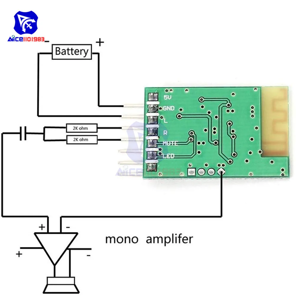diymore Bluetooth 4.2 Receiver Audio Stereo Module 3.7V/5V Mono 7PIN Output Speaker Amplifier Board with Capacitor Resistor