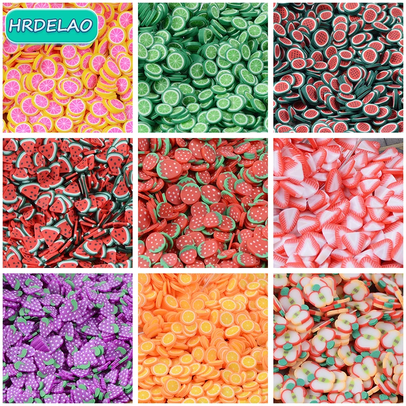 800pcs fette di frutta al limone fragola tutto per melma additivi contengono riempitivi di fascini per forniture per Nail Art accesso Decor giocattolo regalo