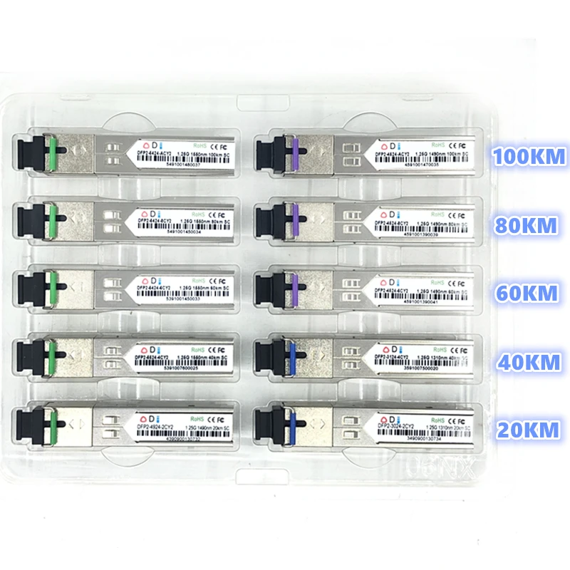 وحدة الألياف البصرية SC SFP 1.25G SC 20/40/60/80/100 كجم 1310/1490/1550nm ، وحدة الألياف البصرية أحادية SFP ، رمز متوافق ONU OLT