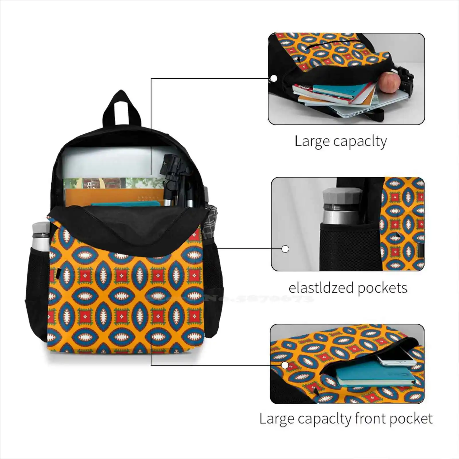 African Pattern Ankara Fashion Travel Laptop School Backpack Bag African Pattern African Pattern Ankara Ankara Ankara Pattern