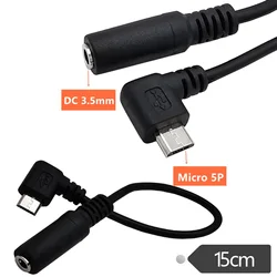 1pc Right Angled Micro USB Male to 4 Pole 3.5mm Female Cable Cord for Active Clip Mic Microphone Converter Adapter 15cm