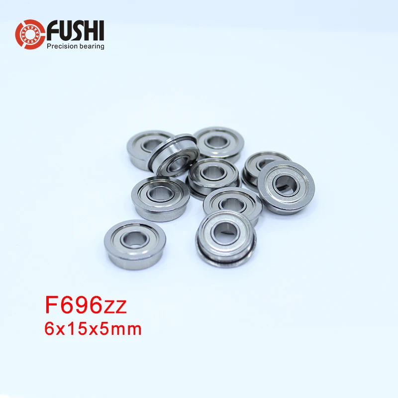 F696ZZ Flange Bearing 6x15x5 mm ABEC-1 ( 10 PCS )  Flanged F696 Z ZZ Ball Bearings F619/6ZZ