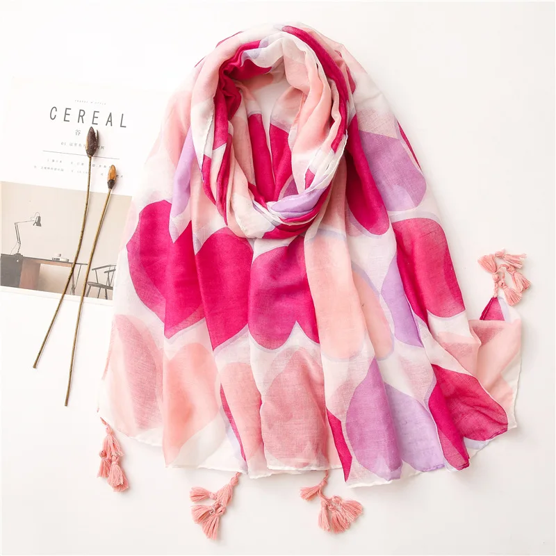 2022 Women Spain Fashion Print Soft Tassel Viscose Shawl Scarf High Quality Wrap Headband Bufandas Muslim Hijabs Sjaal 180*90Cm