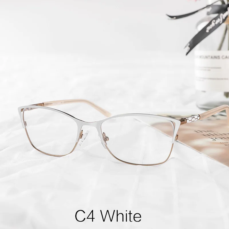 Metal Women Cat Eye Optical Glasses Frame Clear Beautiful Fashion Transparent Grade Armacao De Eyeglasses For Women#TWM7554C1