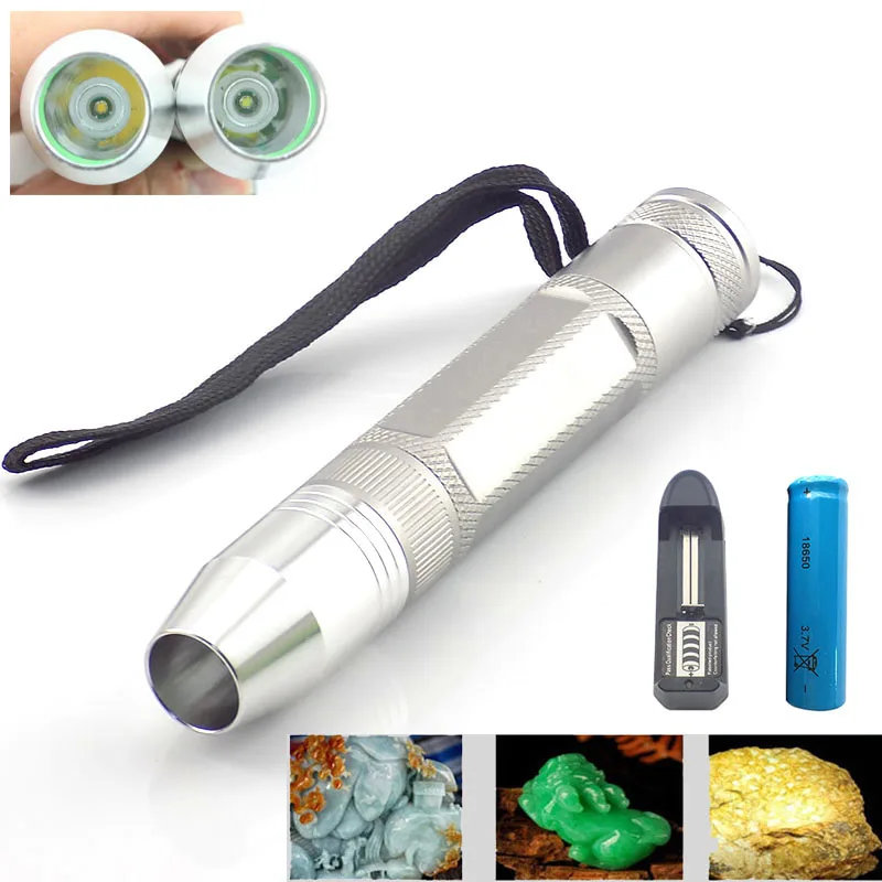 powerful Jewelry Jade Led Flashlight stone Glare Flash Light Torch Aluminum White Yellow Light Source Detection Identification