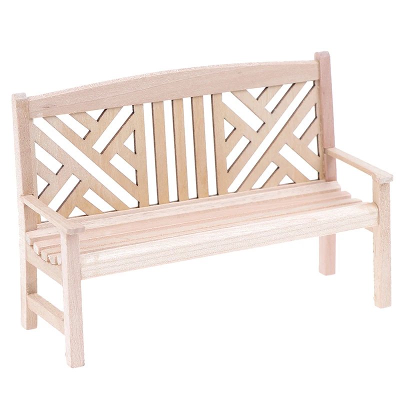 Mini banc décoratif de jardin, meubles de maison, chaise, tabouret, ornements, accessoires en bois, jouets de bricolage, 1 pièce