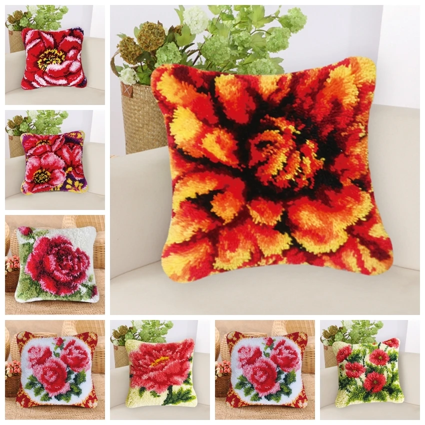 Do It Yourself Latch Hook Kits Diy Quality Art Fashion European And American Style Klink Haak Kleed Bloemen Cross Stitch Pillows