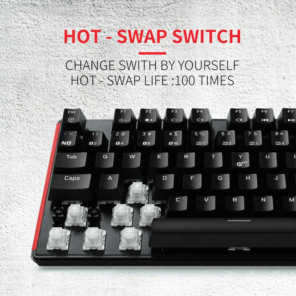 HEXGEARS GK705 기계식 키보드 RU/EN ABS 키 캡 104 키 Kailh 스위치 PC 용 핫 스왑 가능 전문 게임용 게이머 키보드 썸네일 5