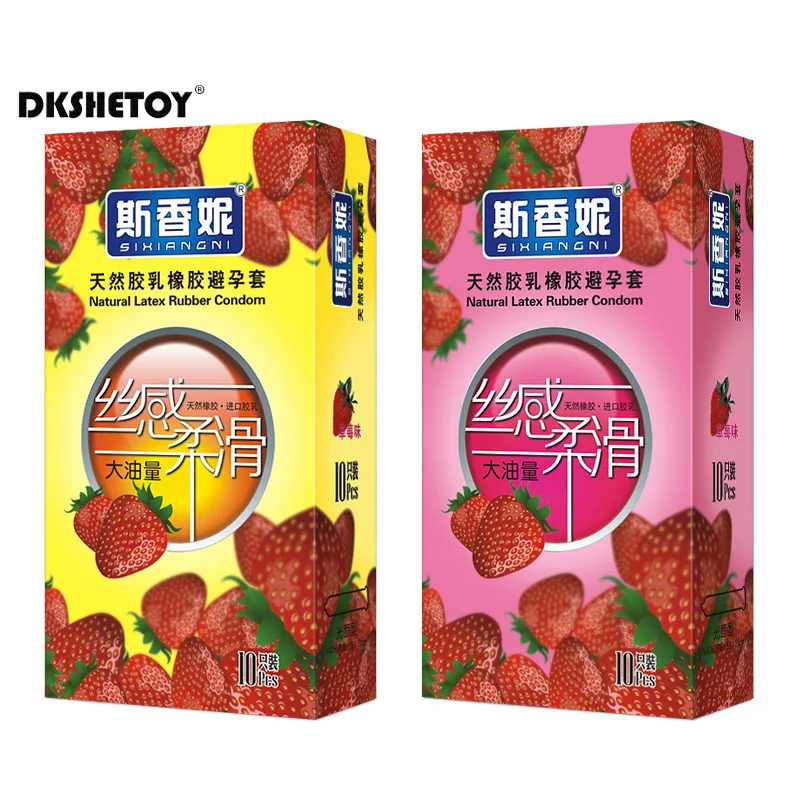 Ultra-thin Condoms for Men Strawberry Flavor Sex Products Women Vaginal Stimulation Condom Full Oil Smooth Penis Sleeve FB