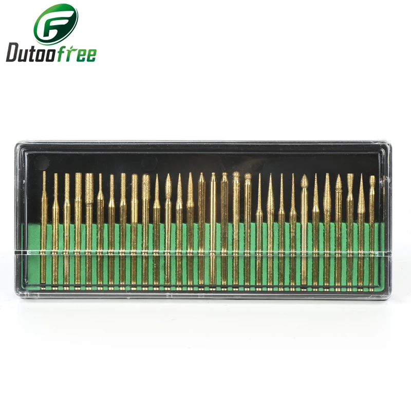30pcs/set titanium-plated alloy grinding head 3mm dremel accessories dremel rotary tool fit bit for mold repair slot engraving