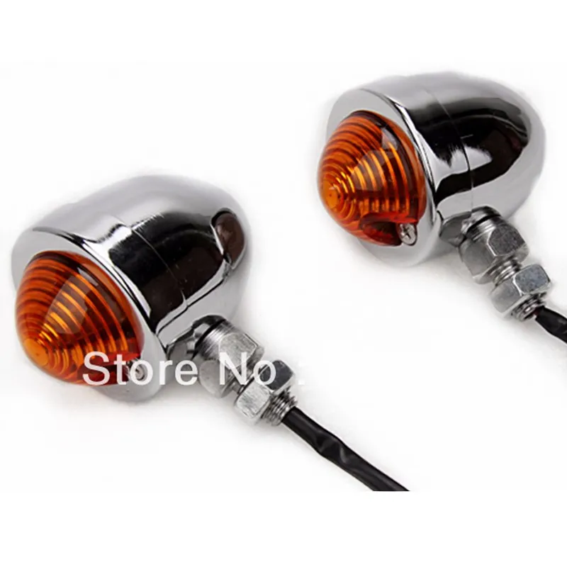 

Pair Motorcycle Chrome Amber Bullet Round Turn Signal For Harley softai Dyna Bobber Chopper Honda Yamaha Suziki Kawasaki