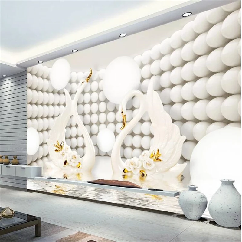 

wellyu Custom Wallpaper Original innovative 3D round swan jewelry background wall papel pintado de pared behang papier peint