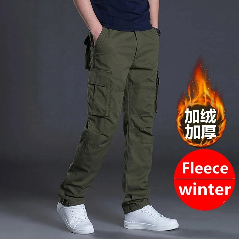 Spring Autumn Men\'s Cargo Pants Mens Casual Multi Pockets Military Large Size Tactical Pants Men Outwear Straight Winter Pants