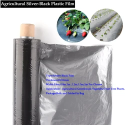 Film de Paillis en Plastique Argenté Noir Coulé, pour Serre, Plantes, Semis, Conservation de la Chaleur, Épaisseur 0.012mm, 5 ~ 30m