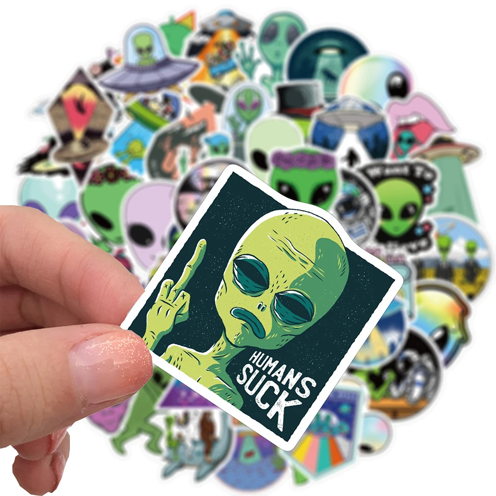 10/30/50PCS Aliens UFO Outer Space Stickers Travel Luggage Car Guitar Laptop Waterproof Graffiti Cool Sticker Decals Kids Toys