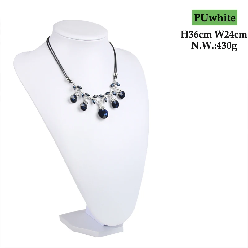 

New Arrival Model Show Exhibitor 6 Options PU White Leather Jewelry Display Woman Necklaces Pendants Mannequin Jewelry Stand