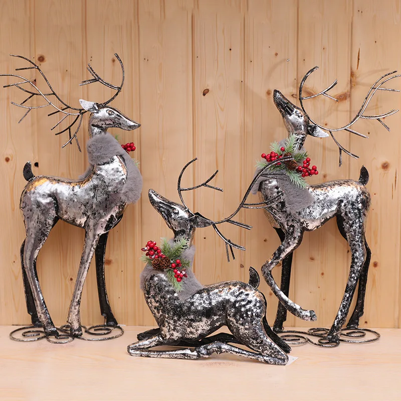 

Christmas silver black gold iron deer Christmas elk reindeer mall cabinet decoration Christmas scene atmosphere props decor elk