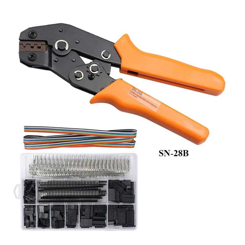 Multifunction Pliers DuPont 2.54/2.8/3.0/3.96/4.8 Spring Terminal SN28B Ratchet Crimping Plier With 1550PCS Terminal Combination