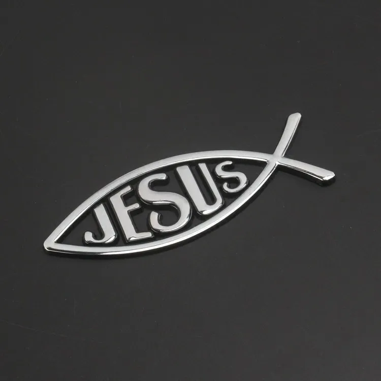 

1 Pcs 3D Metal Jesus Fish Symbol Logo Emblem Badge Car Stickers Decal Universal Christian Car & Truck Decorative Car styling