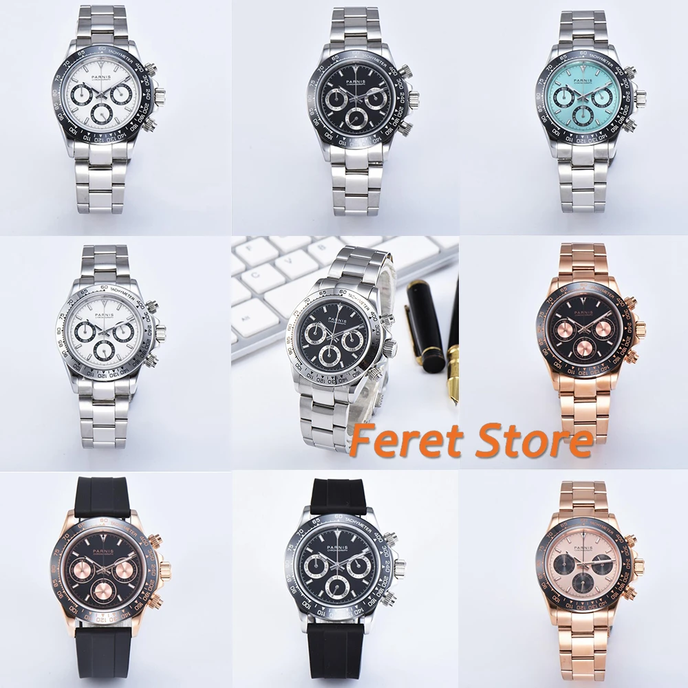 

Parnis 39mm Quartz Watch Men Chronograph Top Brand Luxury Pilot Business Waterproof Sapphire Crystal WristWatch