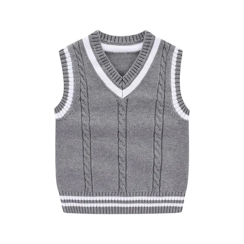 Children\'s Sweater Vest Cotton Boys and Girls Autumn and Winter Clothes Baby Sweater Waistcoat Baby Clothes Vest 0-5-7-8T