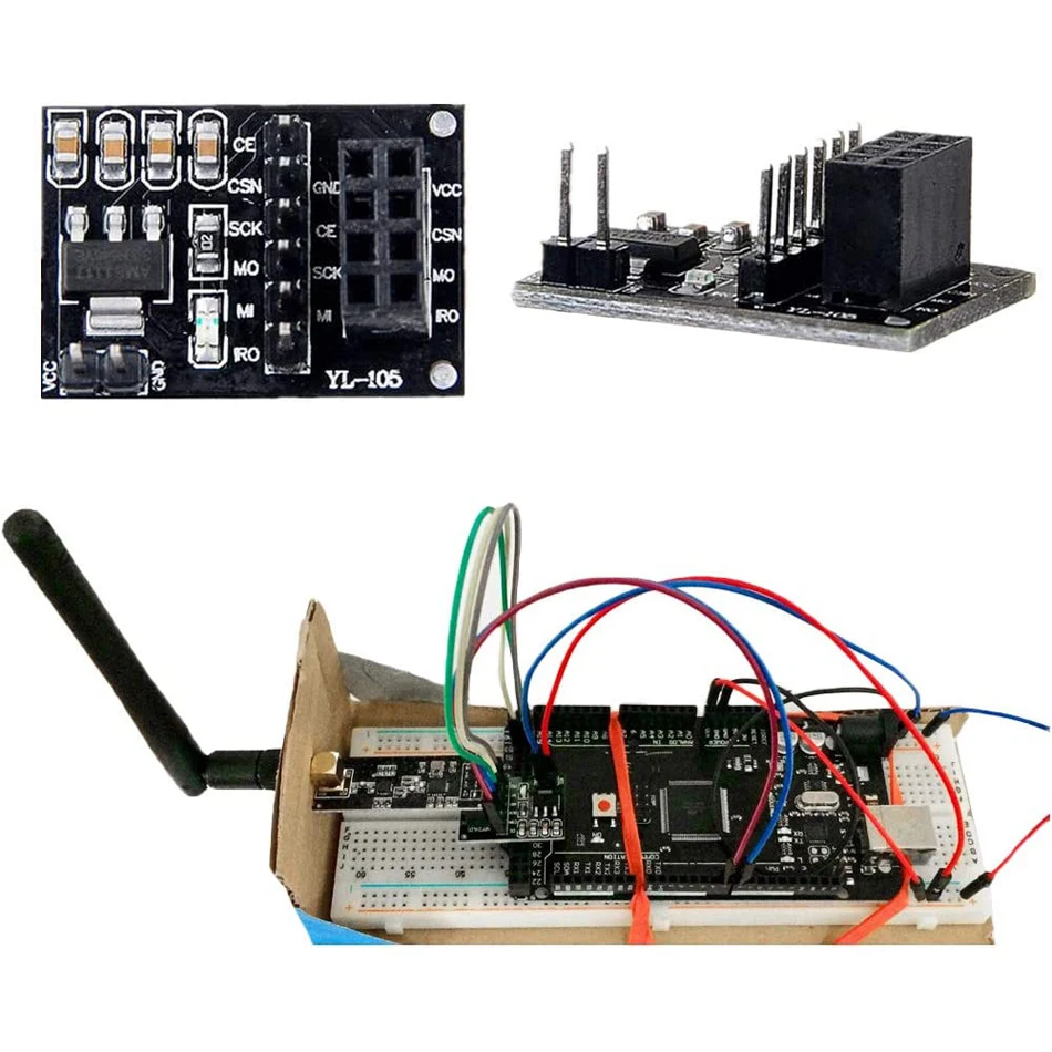 Wireless Transceiver Receiver NRF24L01+PA+LNA RF Module SMA Antenna 2.4 GHz 1100m NRF24L01 Regulator Nano V3.0 ATmega328P Board