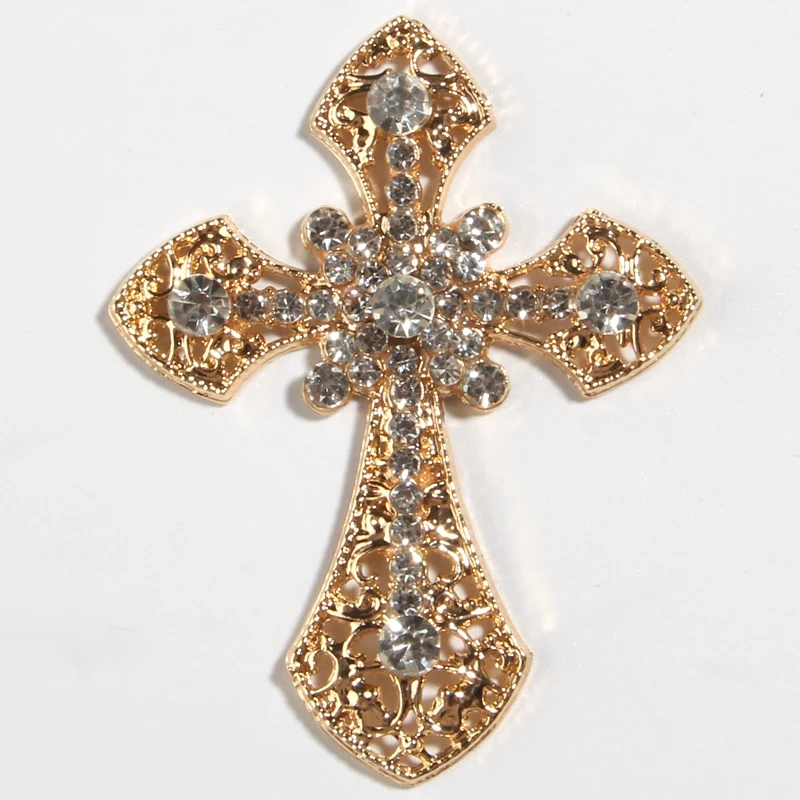 5PCS 5.5*7.1CM Big Cross Metal Rhinestone Buttons Embellishment Crosses Excellent Quality Gorgeous Cross Pendants Sew On