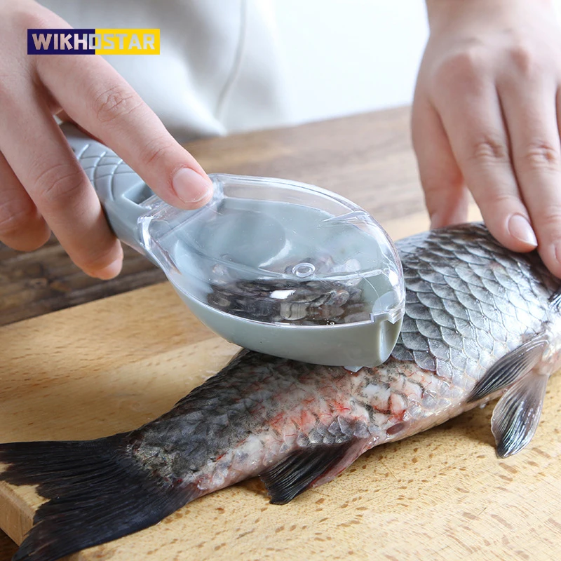 WIKHOSTAR Skrobak do rybich łusek Szczotka do skóry ryb Narzędzia do owoców morza Szybkie usuwanie Skrobak do ryb Nóż do czyszczenia Akcesoria kuchenne