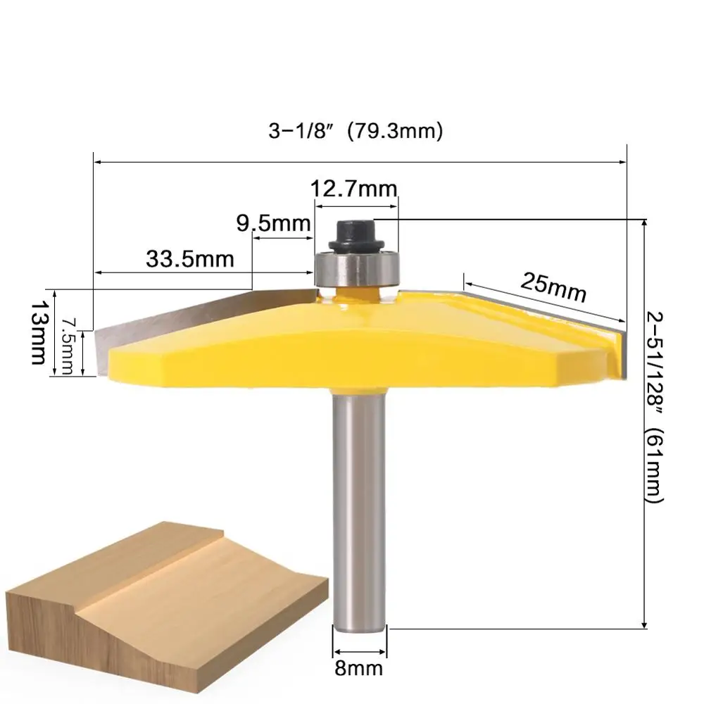 1pcs 15 paised panet bit anel Raiser Router Bit- Bevel Design - 8mm Shank Woodworking cutter Tenon Cutter for Woodworking Tools