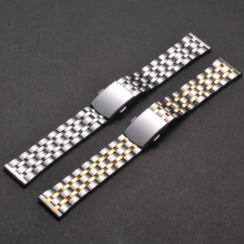 Two-color Stell Deployment Clasp Speed Master Wrist 18mm 20mm 22mm Strap for Rolex Seiko Casio Citizen Watch Replacement Band