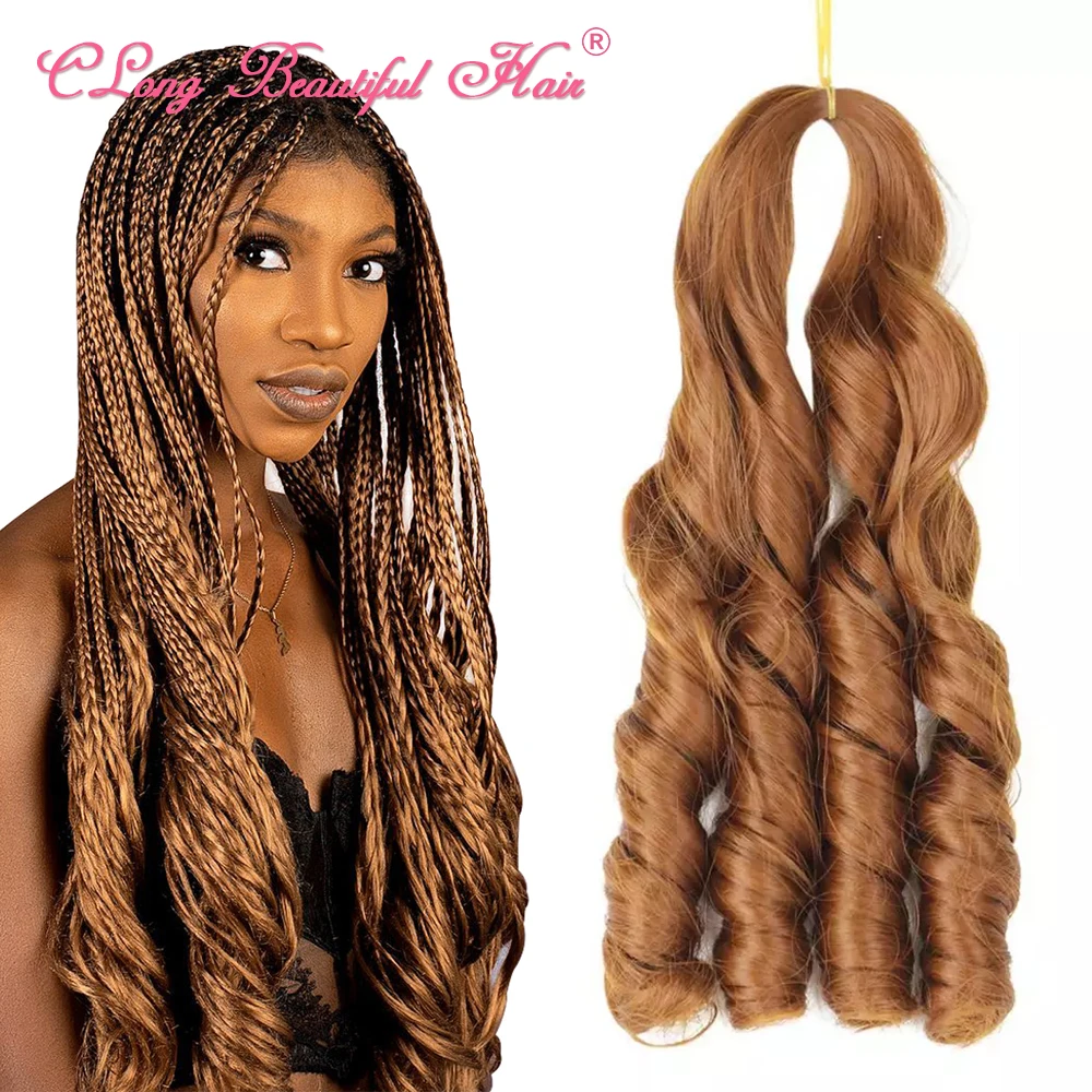 CLong New Color Pony Style Attachments Wavy Crochet Braid Spiral Loose Wave Hair Extensions French Curls Synthetic Curly Hair