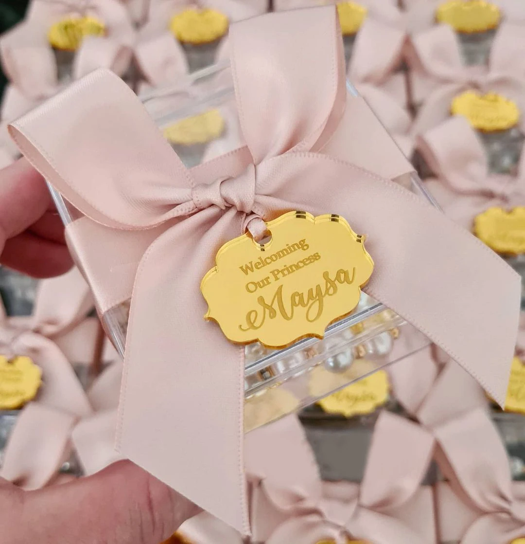 24 targhe personalizzate con nome a specchio in argento/oro, decorazioni personalizzate per cioccolato, bomboniere, decorazioni per battesimo, baby