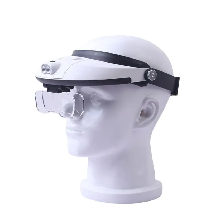 Newest Hands Free Headband Magnifying Glasses Helmet Loupe with LED Light 5PCS Lens Magnifier Detachable Headlamp Repair Tools