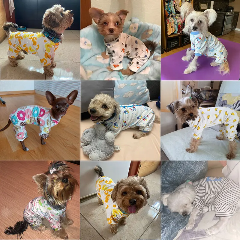 Cute Small Dogs Pajamas For Pet Dogs Cat Clothes Puppy Jumpsuit For Dog Coat For Chihuahua Pomeranian Dogs Print Clothing Shirt