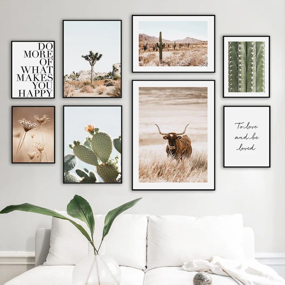 Autumn Landscape Cactus Dandelion Quotes Wall Art Canvas Painting Nordic Posters And Prints Wall Pictures For Living Room Decor