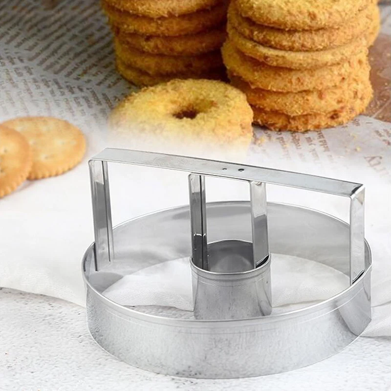 New Round Stainless Steel Cookie Mold Manually Press Biscuit Cake Decoration Tool DIY Biscuits Cutters Kitchen Baking Tool