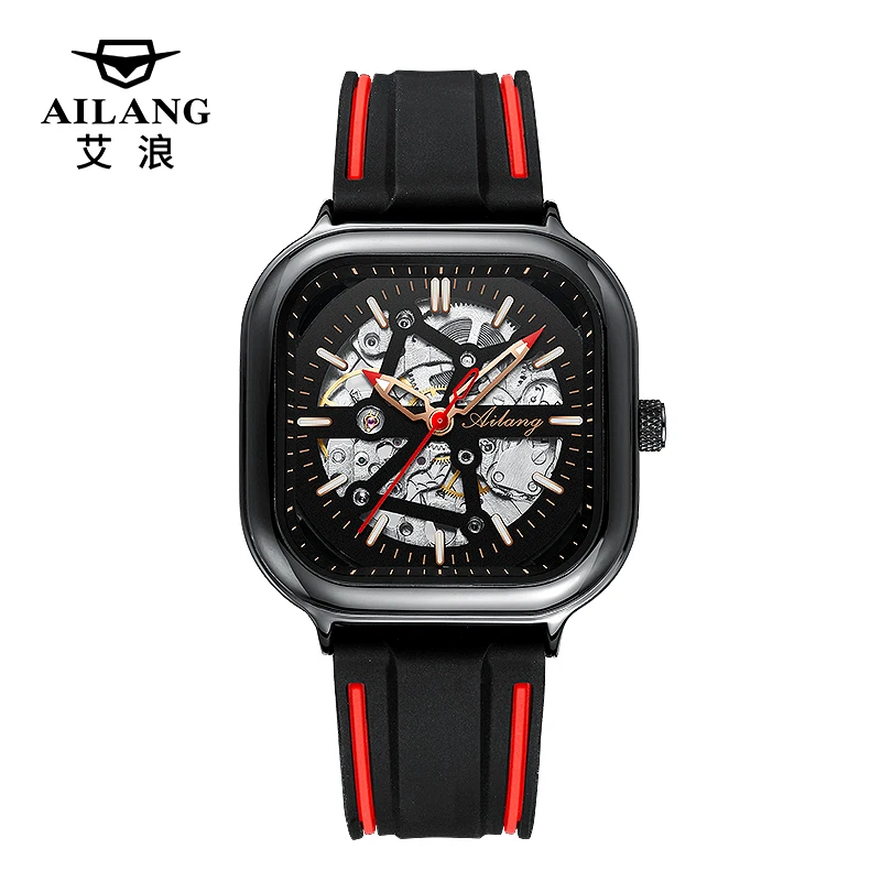 AILANG 2020 New Watch Men Automatic Hollow Waterproof Trend Friday Men\'s Watch Seven Square Mechanical Watch Genuine