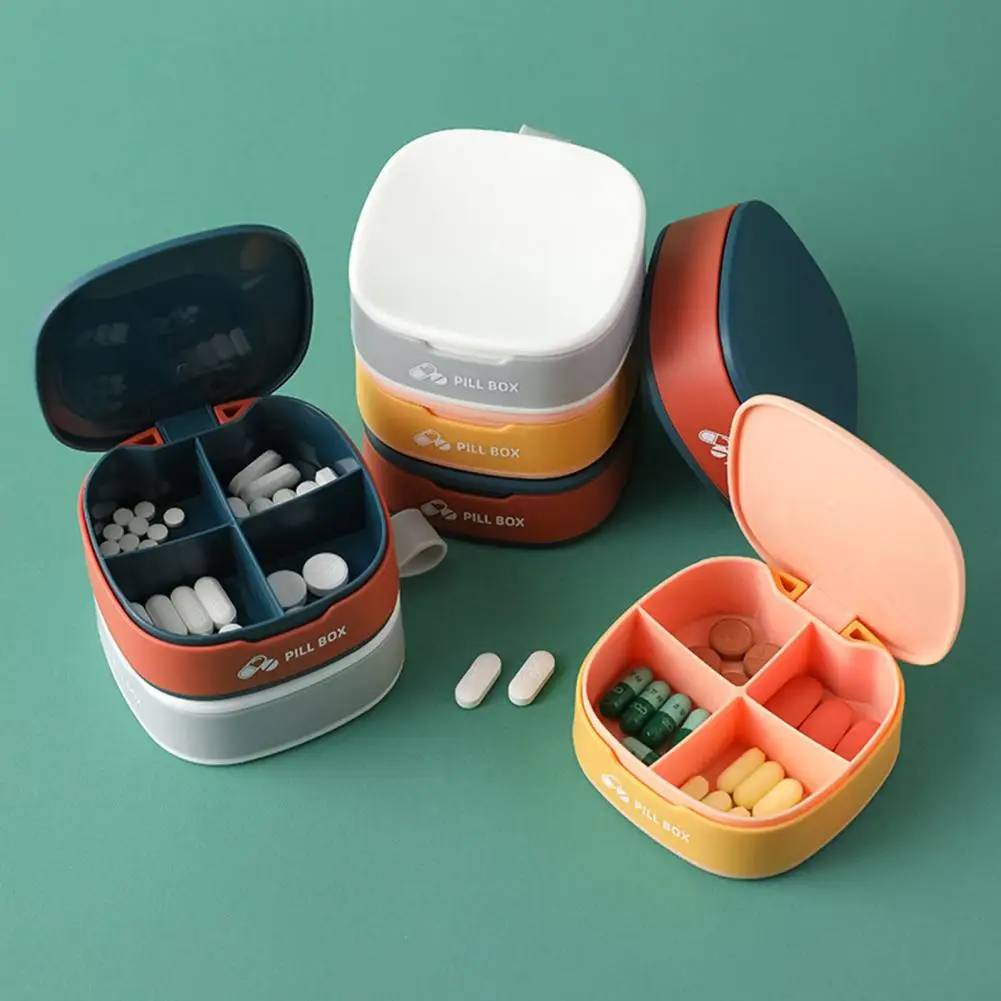 Pill Case  Detachable   Pill Container 4 Grid Mini Capsule Pill Organizer Case