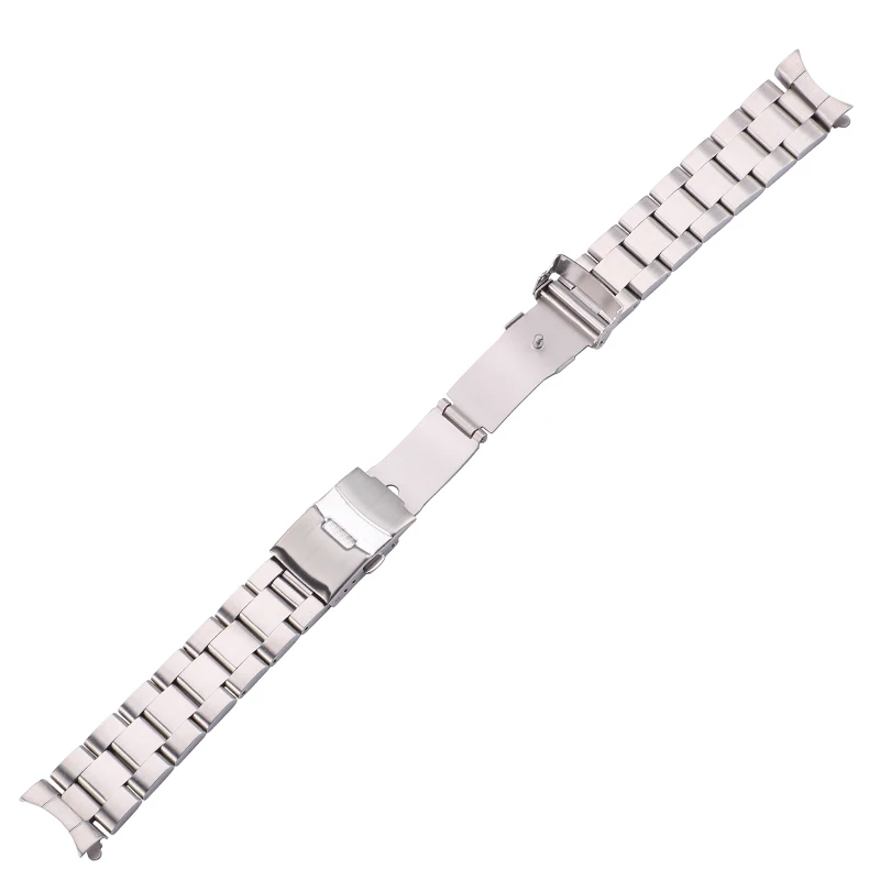 Correa de reloj de acero inoxidable para hombre, pulsera de Metal cepillado de 20mm y 22mm con extremo curvo, accesorios para relojes