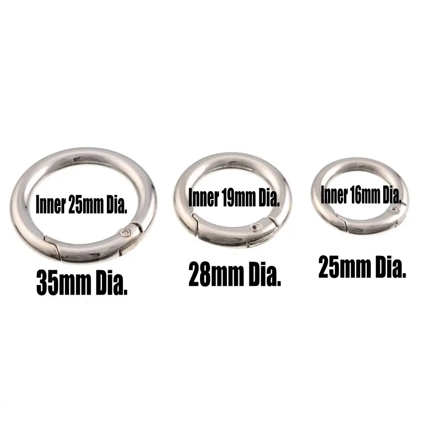 2PCs 25/28/35mm Unwelded Leather Bag Metal Crafts DIY Spring Opening Rings Round Hook Ring Clasp Connect Buckle