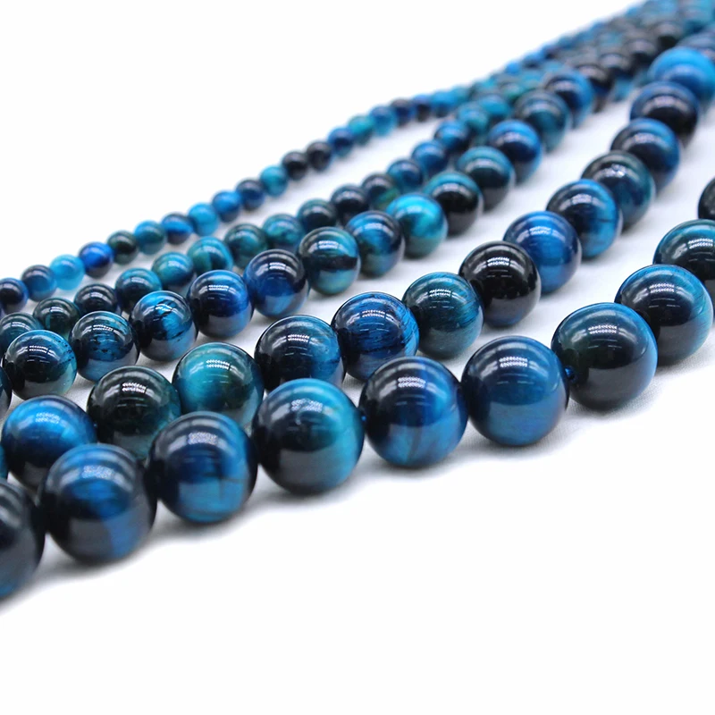 Wholesale AAA+ Natural Blue Tiger Eye Gem Stone Round Beads For Jewelry Making DIY Bracelet Necklace 4/6/8/10/12 mm Strand 15\'\'