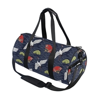 Red-crowned Crane Print Drum Sports Bag Men Women Casual Large Capacity Outdoor Travel Gym Bag Canvas Shoulder Bag Tote Handbag