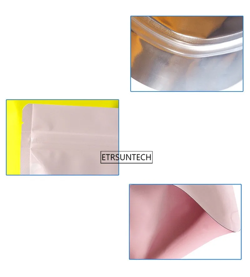 300pcs Gradient Color Standup Plastic Foil Bag Gift Dried Food Fruit Tea Packaging Pouches Zipper Self Sealing Bag