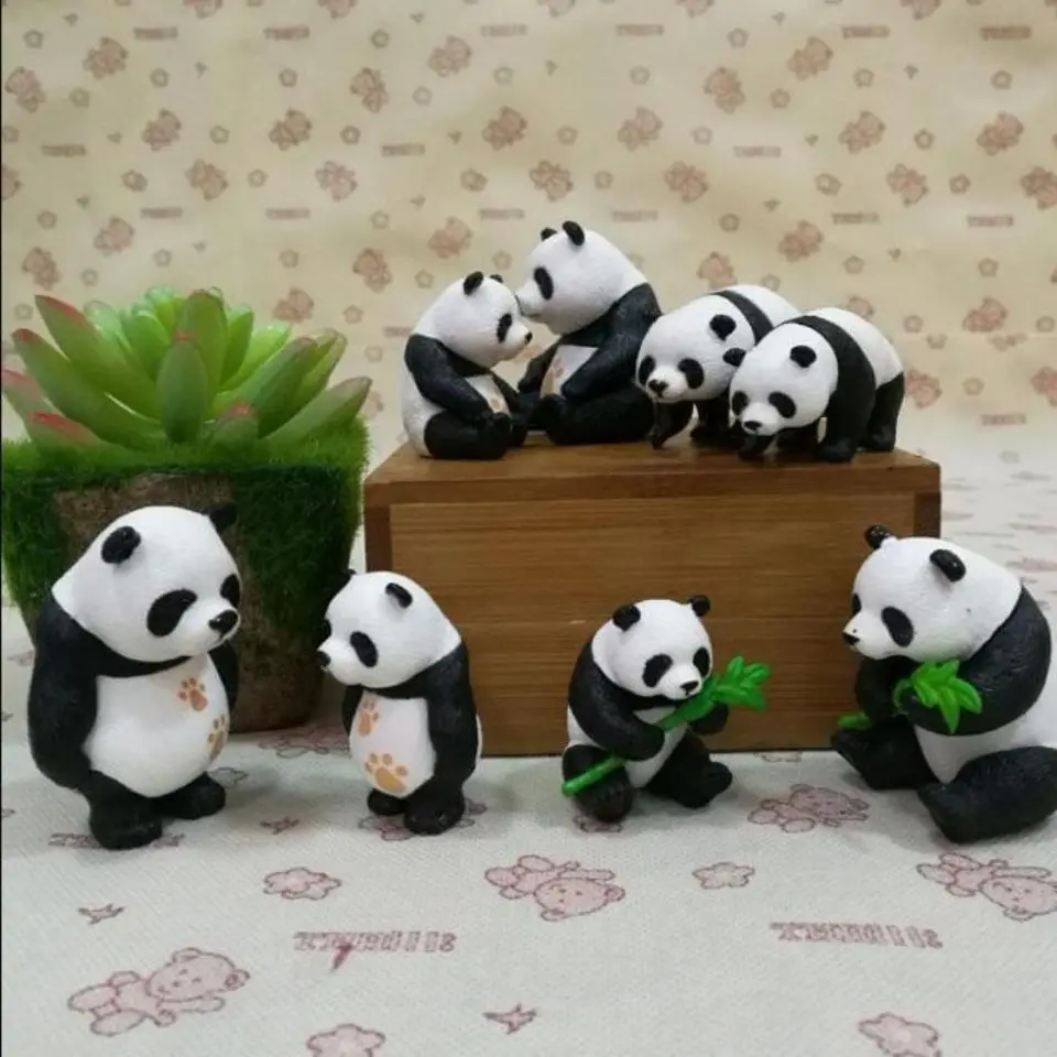 4pcs Chinese style simulation panda micro landscape small ornaments resin panda succulent plant bonsai mini decoration gift